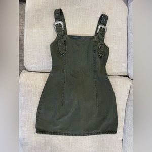 Zara women’s denim dress with buckle straps.